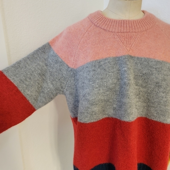 J Crew Sz M/L Colorblock Crewneck Sweater In Heather Rose Alpaca Wool - Picture 4 of 9
